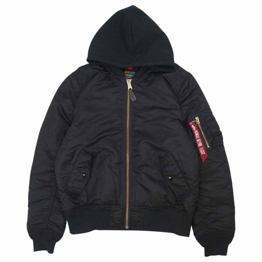 ALPHA アルファ MA-1 NATUS フード付き フライトジャケット ブラック ブラック系 L【中古】