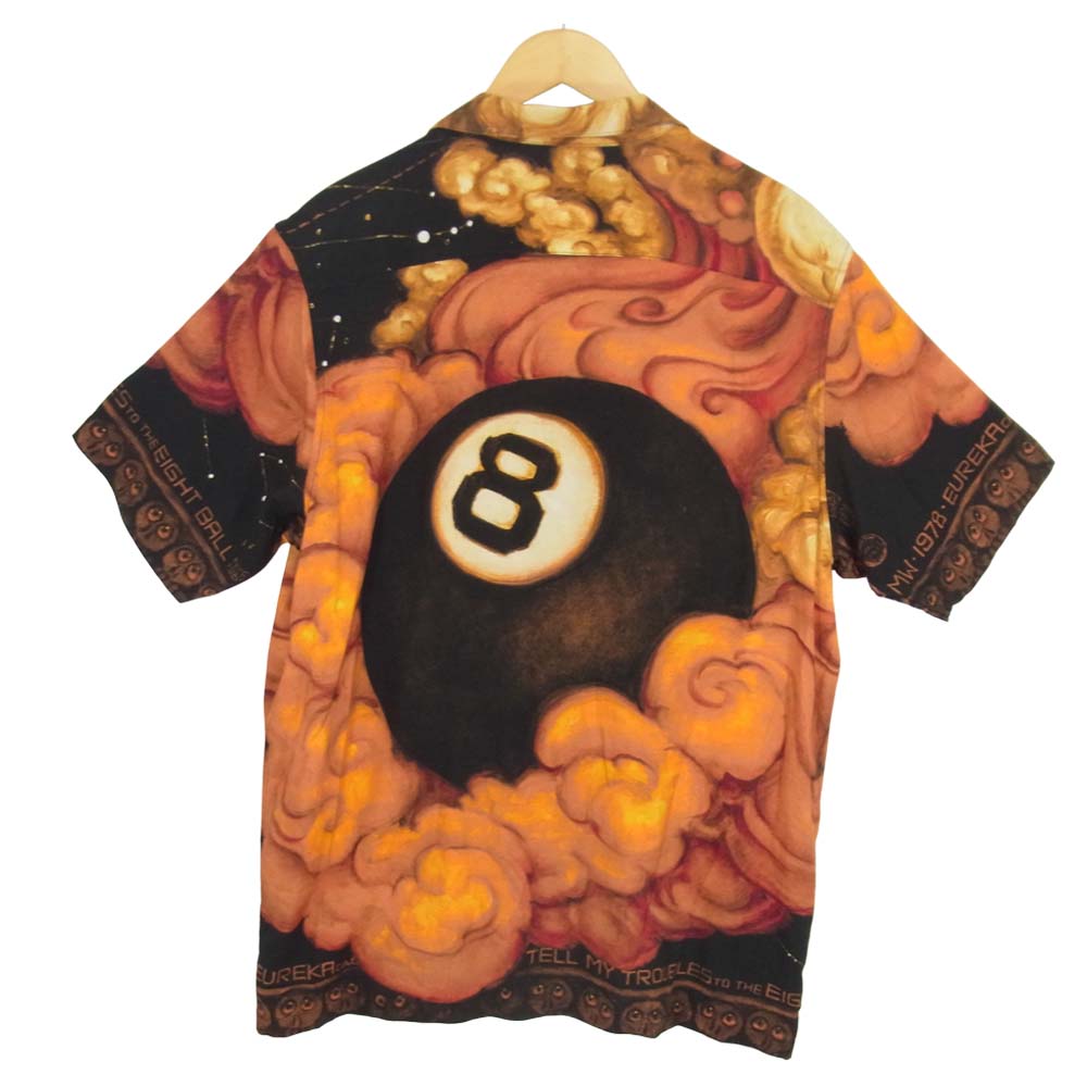 Supreme シュプリーム 19AW Martin Wong 8-Ball Rayon S/S Shits 8ボール レーヨン 半袖 シャツ オレンジ系 ブラック系 L【中古】
