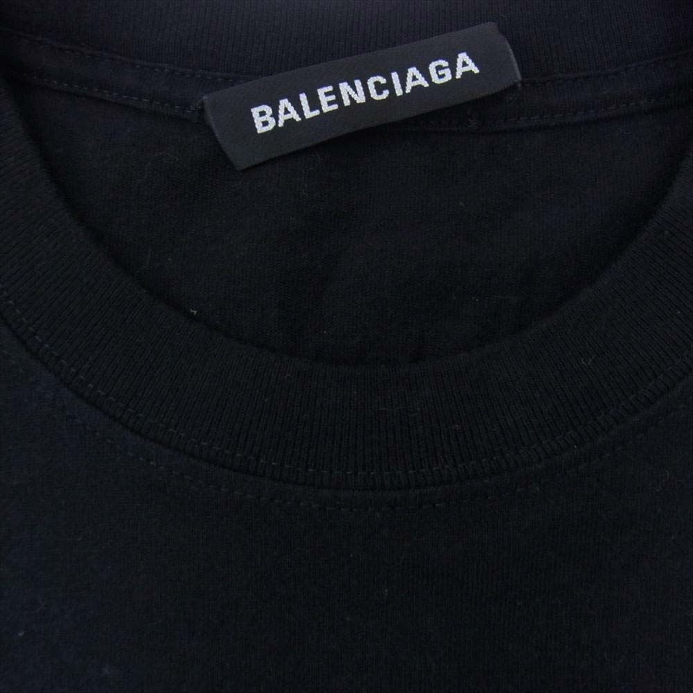BALENCIAGA バレンシアガ 570805 Tuvular Tee バック 刺繍 ロゴ Tシャツ ブラック系 XL【中古】