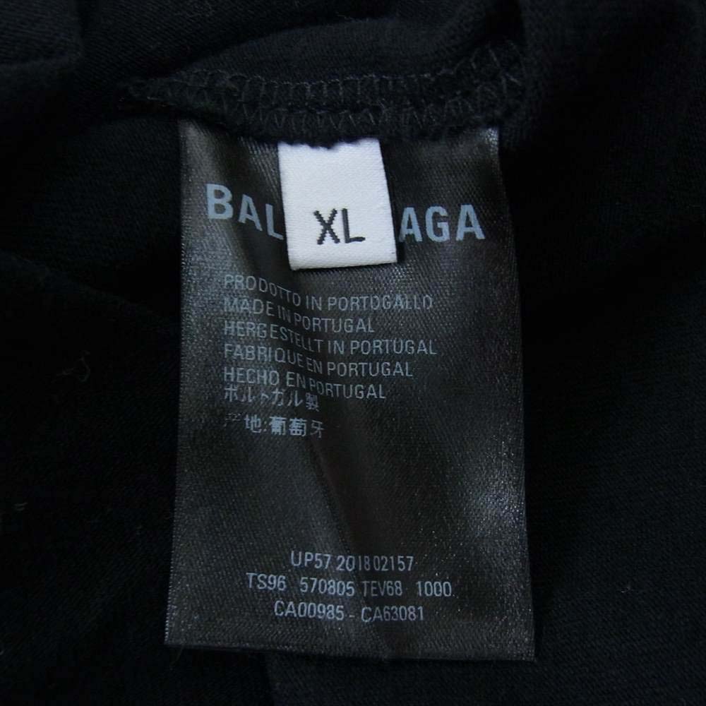 BALENCIAGA バレンシアガ 570805 Tuvular Tee バック 刺繍 ロゴ Tシャツ ブラック系 XL【中古】