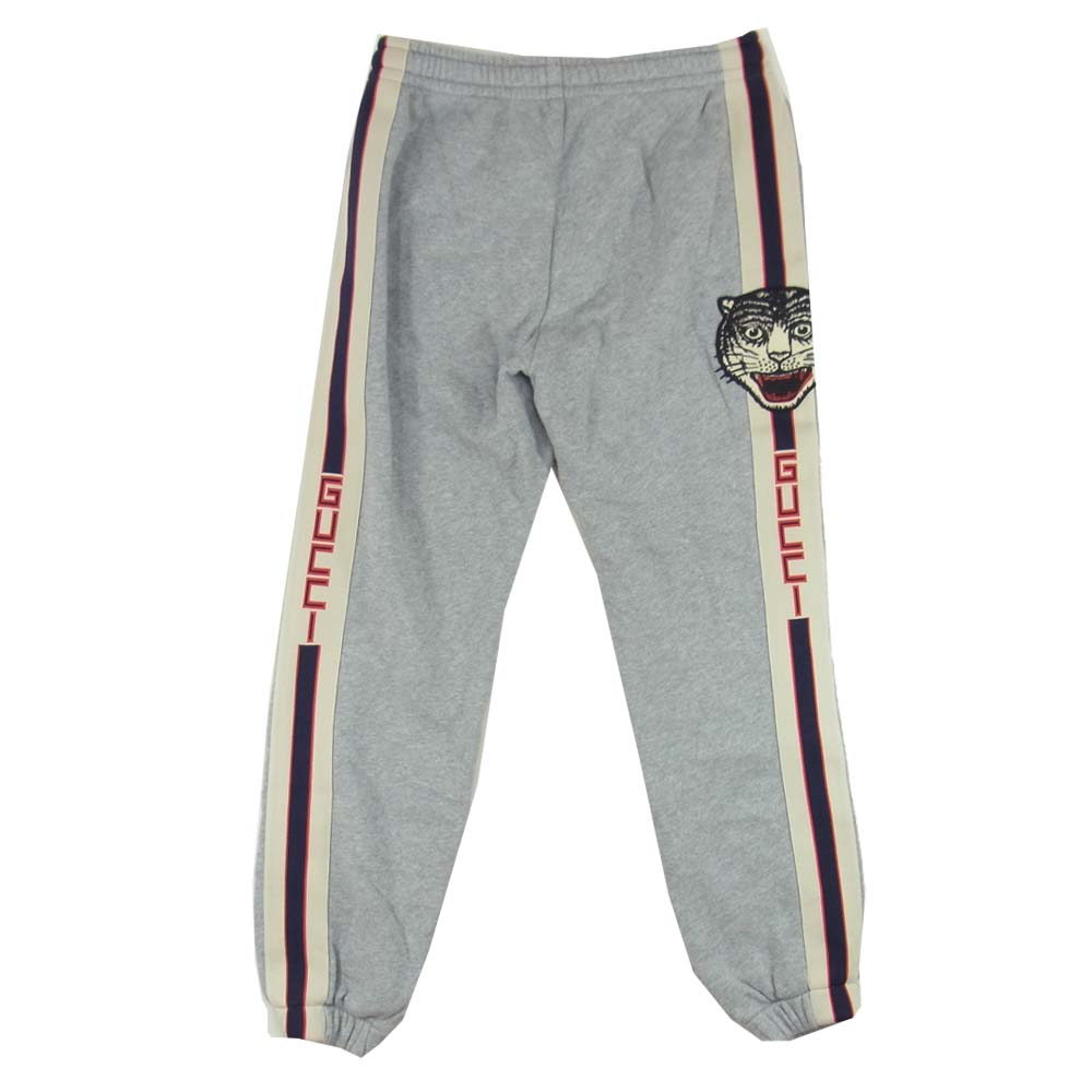 GUCCI グッチ 18SS 497252 国内正規品 Stripe Jogging Pants タイガーワッペン サイドライン スウェットパンツ グレー系 S【中古】