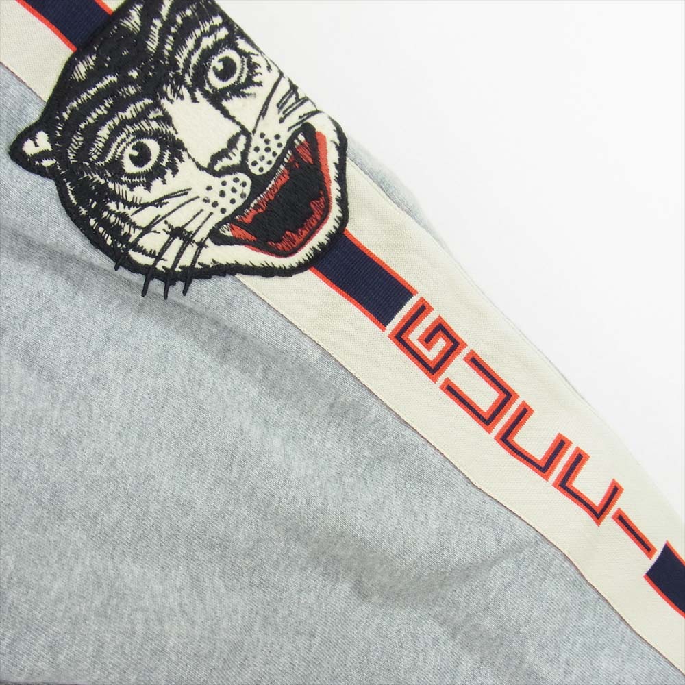 GUCCI グッチ 18SS 497252 国内正規品 Stripe Jogging Pants タイガーワッペン サイドライン スウェットパンツ グレー系 S【中古】