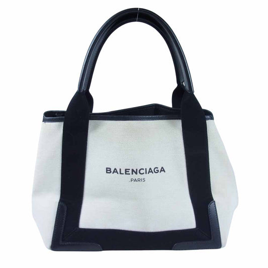 BALENCIAGA バレンシアガ 339933 ネイビー カバ スモール ベージュ系【中古】
