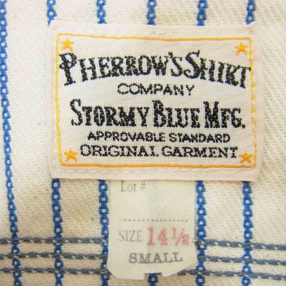 Pherrow's フェローズ ワーク 長袖 シャツ ストライプ 白【中古】