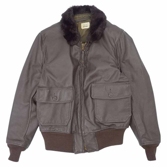 BRILL BROS社 Q-1 白タグ レザー フライト ジャケット ブラウン系 40【中古】