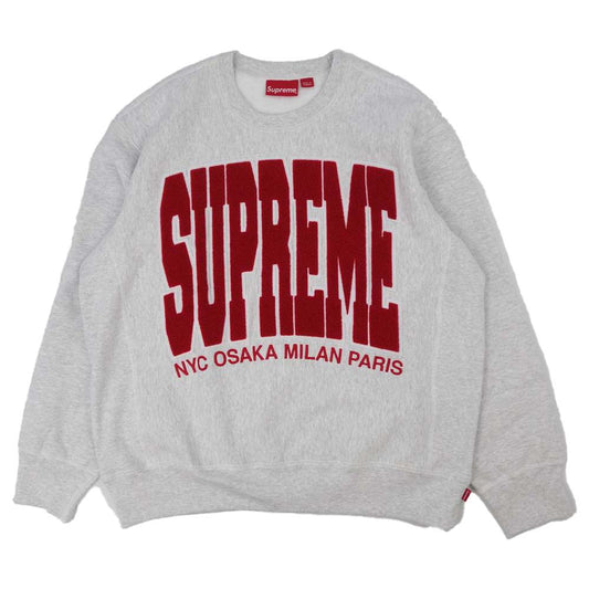 Supreme シュプリーム 21AW Cities Arc Crewneck シティー アーチ ロゴ クルー ネック スウェット グレー系 M【極上美品】【中古】