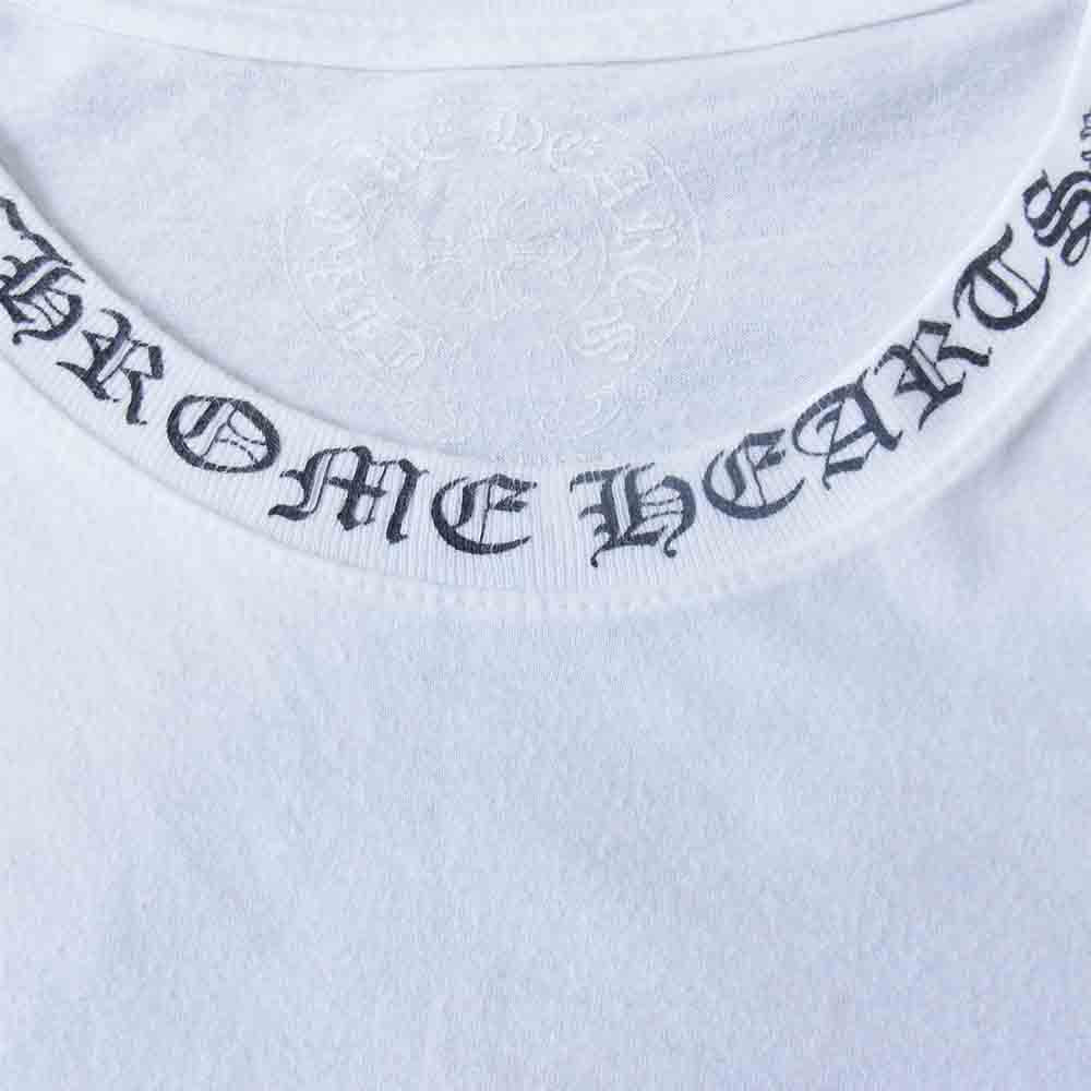CHROME HEARTS クロムハーツ（原本無） 国内正規品 ネックロゴ プリント CHクロス 胸ポケット 半袖 Tシャツ ホワイト系 XL【中古】