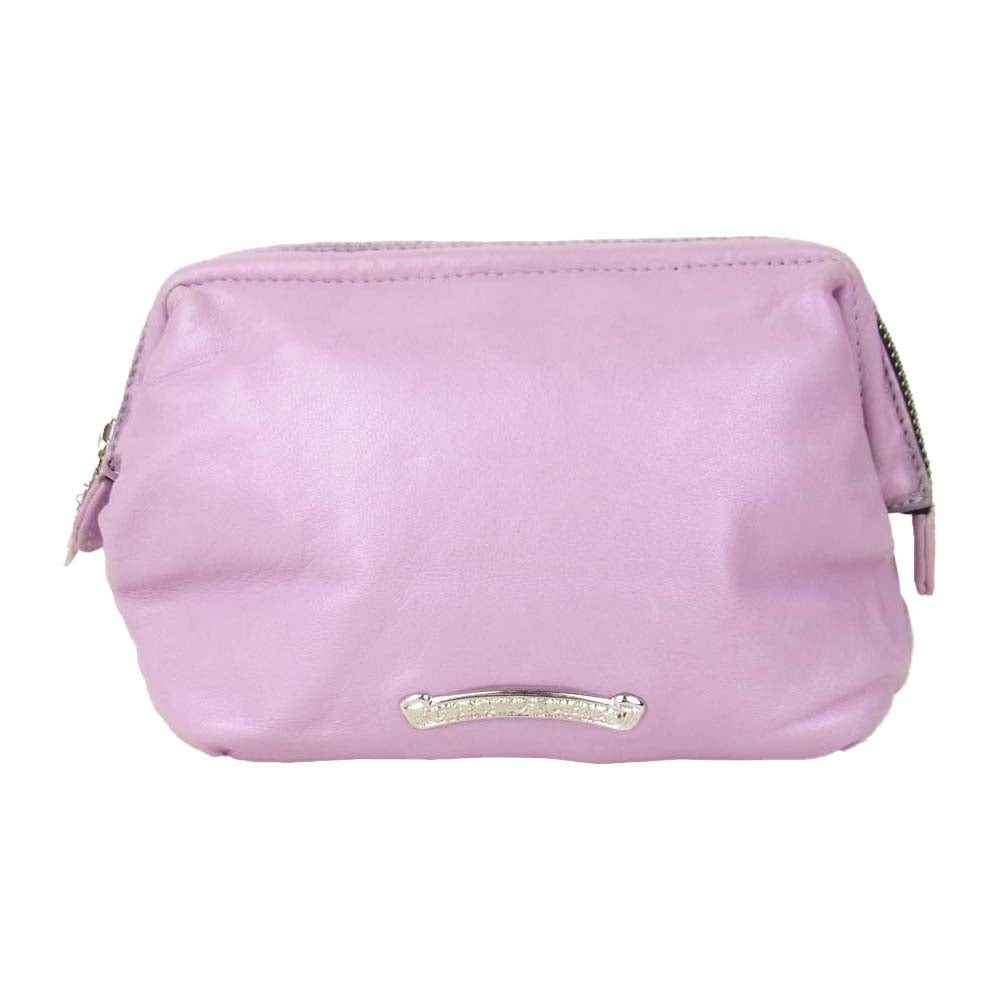 CHROME HEARTS クロムハーツ（原本無） COSMETIC POUCH CHプラス パッチ ダガージップ レザー コスメ ポーチ パープル系【中古】