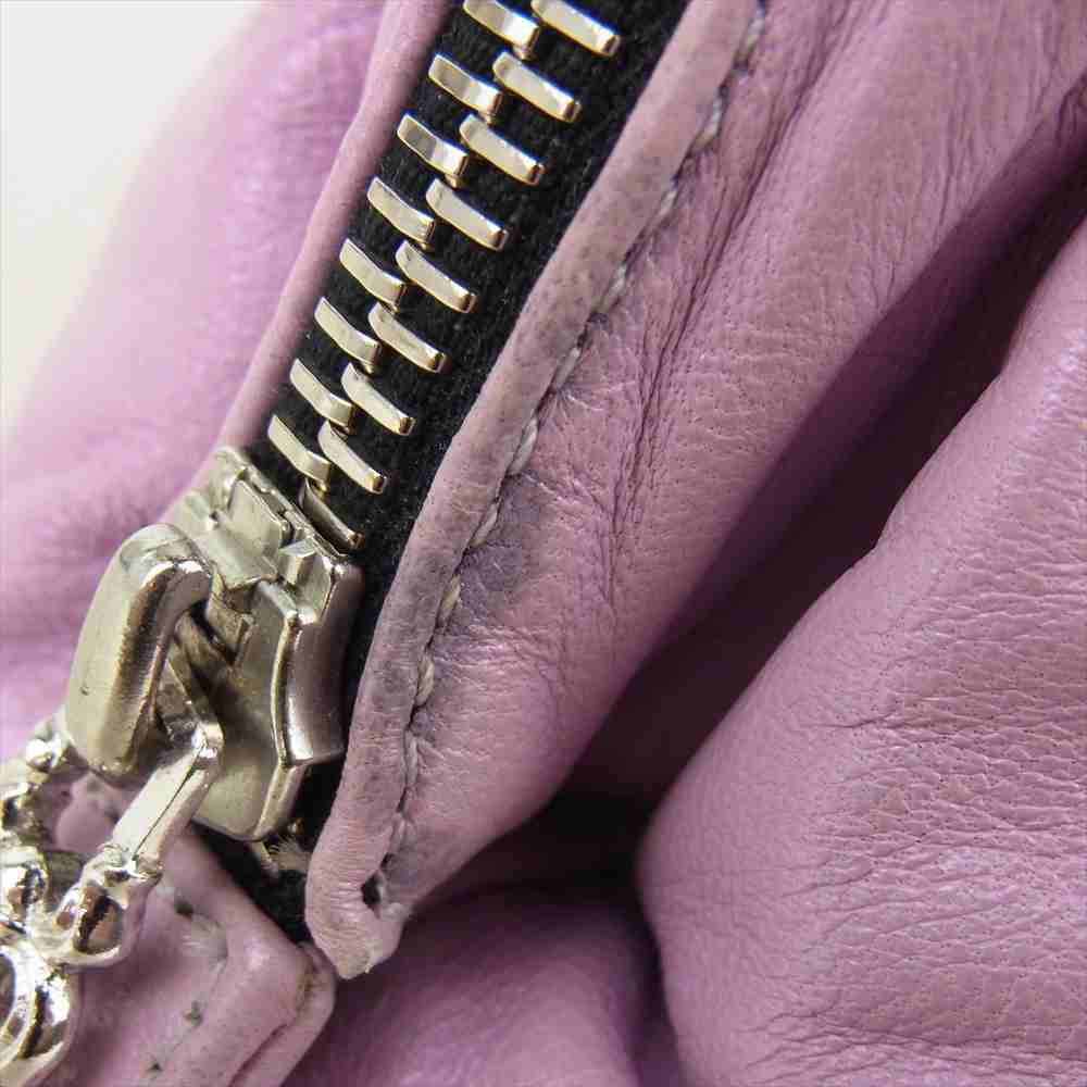 CHROME HEARTS クロムハーツ（原本無） COSMETIC POUCH CHプラス パッチ ダガージップ レザー コスメ ポーチ パープル系【中古】