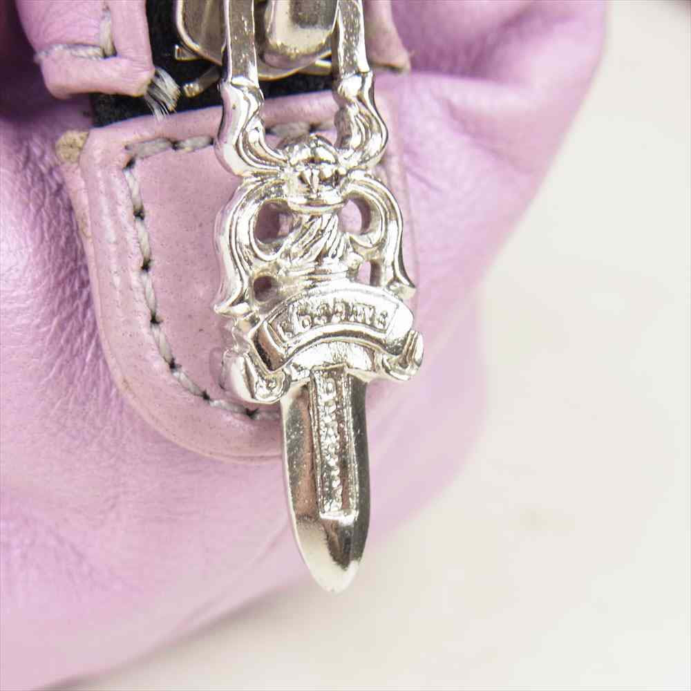 CHROME HEARTS クロムハーツ（原本無） COSMETIC POUCH CHプラス パッチ ダガージップ レザー コスメ ポーチ パープル系【中古】