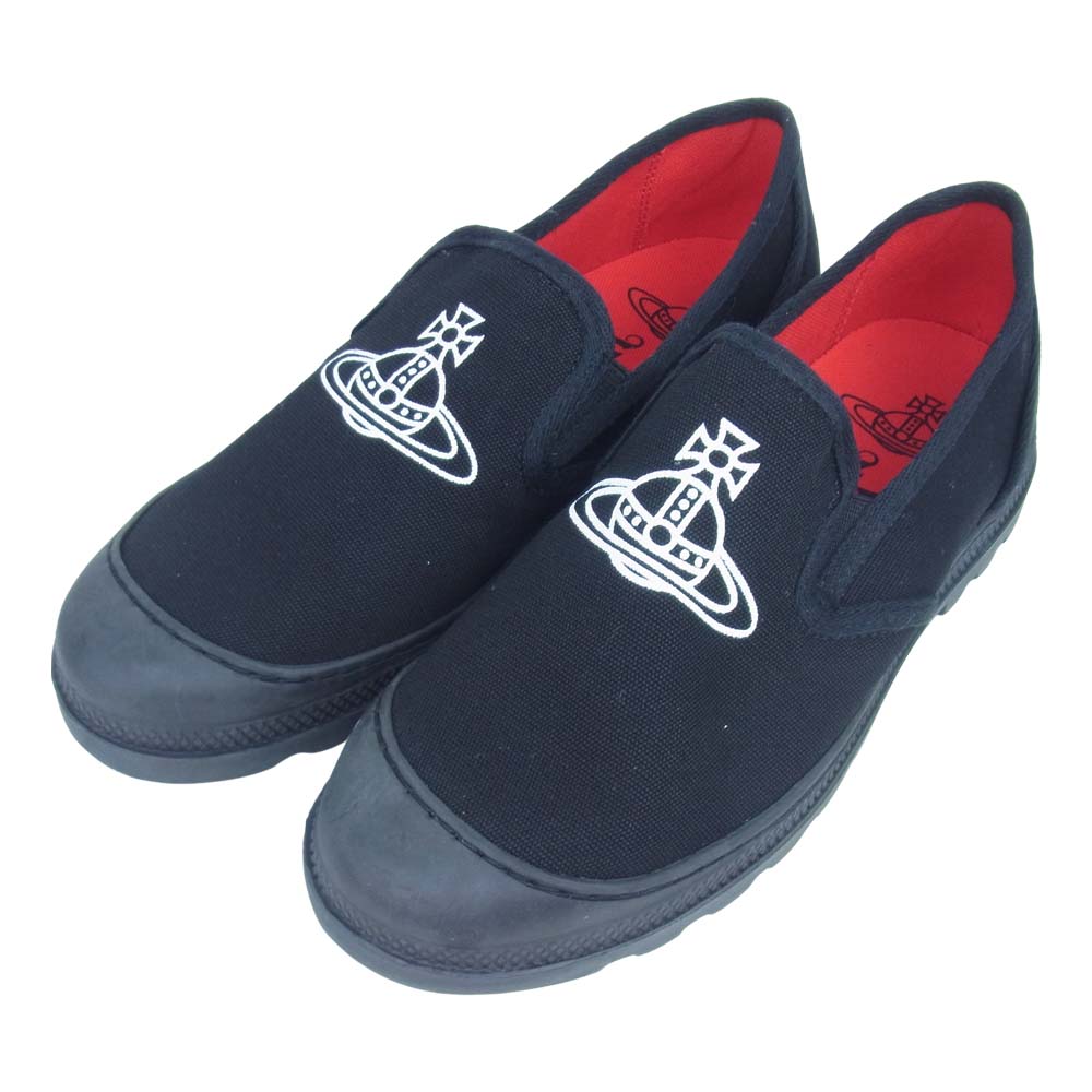 Vivienne Westwood ヴィヴィアンウエストウッド オーブ プリント キャンバス地 スリッポン ブラック系 40【極上美品】【中古】