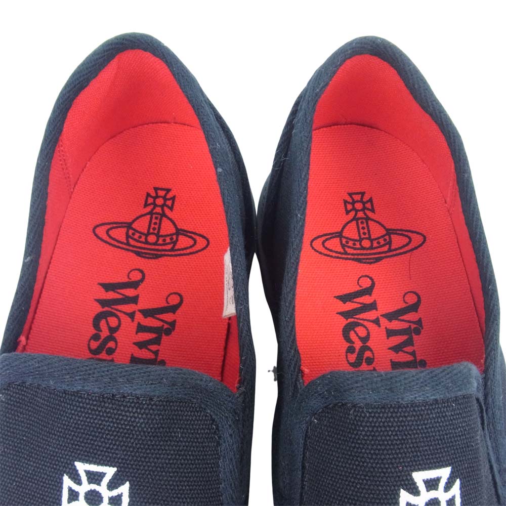 Vivienne Westwood ヴィヴィアンウエストウッド オーブ プリント キャンバス地 スリッポン ブラック系 40【極上美品】【中古】