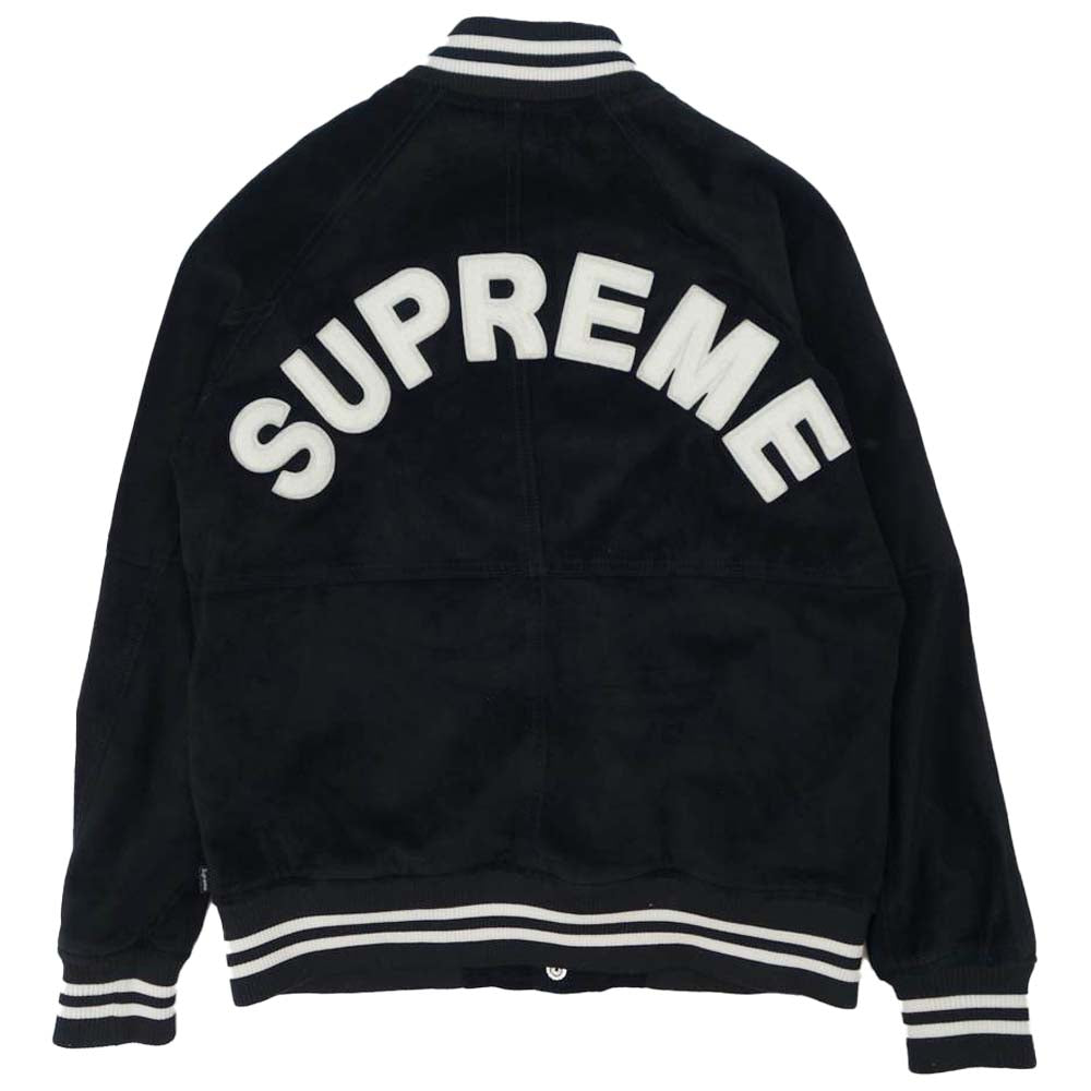 Supreme シュプリーム 17SS Suede Varsity Jacket スエード バーシティ ジャケット ブラック系 S【美品】【中古】