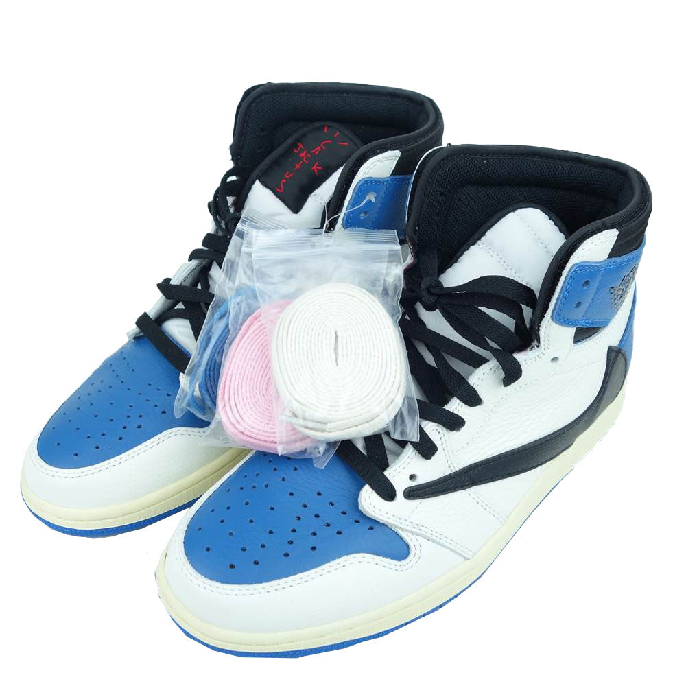 NIKE ナイキ DH3227-105 TRAVIS SCOTT FRAGMENT AIR JORDAN 1 RETRO HIGH OG SP トラヴィススコット フラグメント スニーカー ホワイト系 ブルー系 US9.5 EU43 UK8.5 CM27.5【新古品】【未使用】【中古】