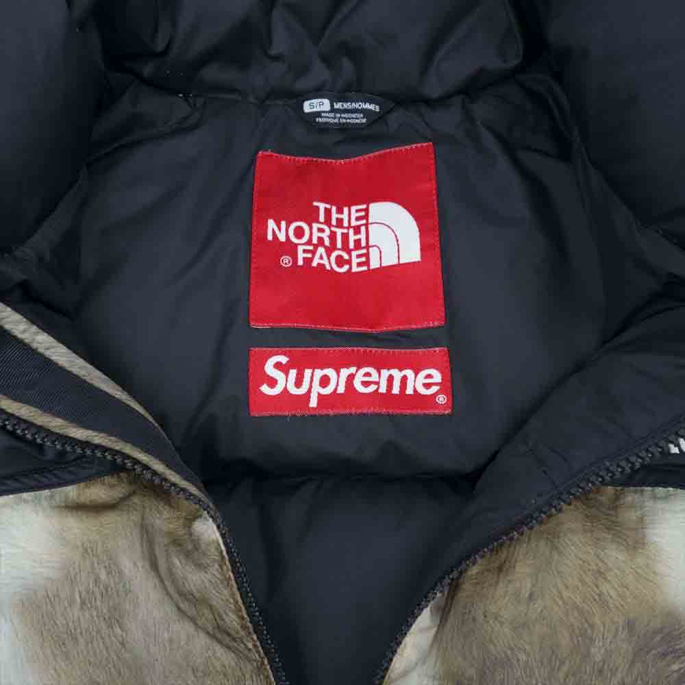 Supreme シュプリーム 13AW ×THE NORTH FACE ノースフェイス Fur Print Nuptse Vest ファープリント ヌプシ ベスト ブラウン系 ブラック系 S【中古】