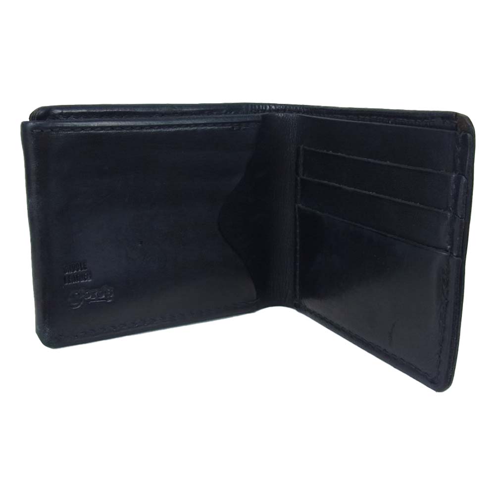 goro's ゴローズ サドルレザー ターコイズ フラワー コンチョ 二つ折り 財布 ウォレット ブラック系【中古】