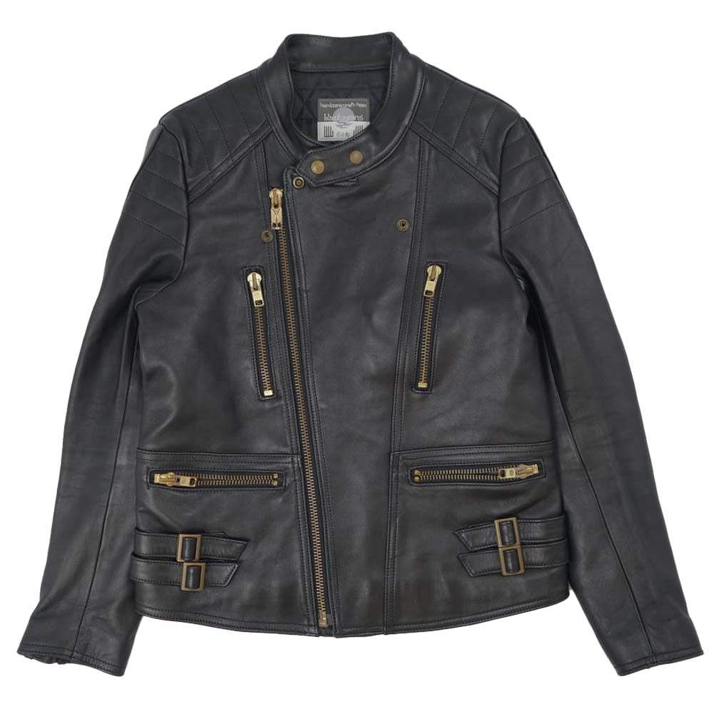 blackmeans ブラックミーンズ 945-71TJ169-6 日本製 シープスキン ダメージ加工 レザー セミダブルライダース ジャケット ブラック系 3【美品】【中古】