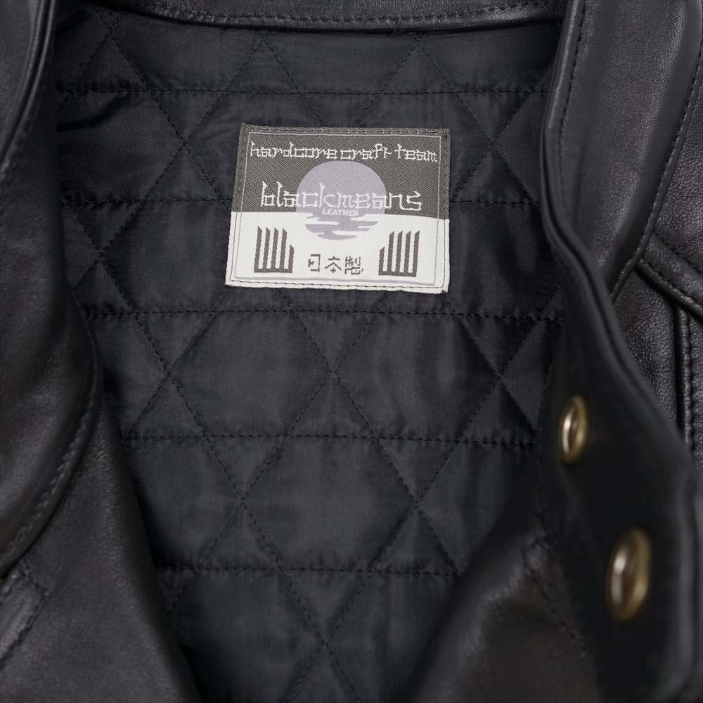 blackmeans ブラックミーンズ 945-71TJ169-6 日本製 シープスキン ダメージ加工 レザー セミダブルライダース ジャケット ブラック系 3【美品】【中古】