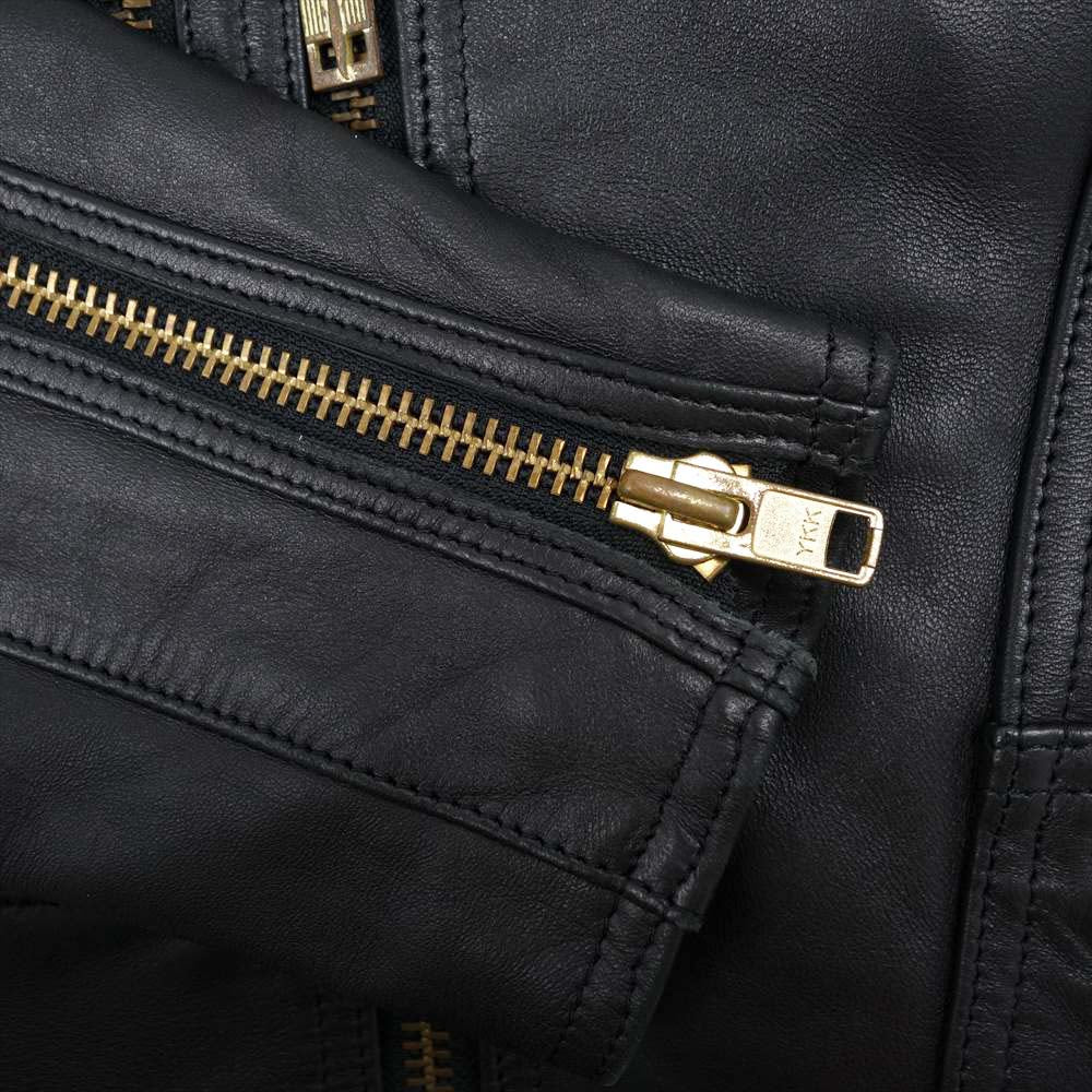 blackmeans ブラックミーンズ 945-71TJ169-6 日本製 シープスキン ダメージ加工 レザー セミダブルライダース ジャケット ブラック系 3【美品】【中古】