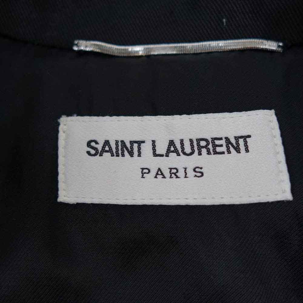 SAINT LAURENT サンローラン 570290 コットン リネン ギャバジン ボンバージャケット ブラック系 50【極上美品】【中古】