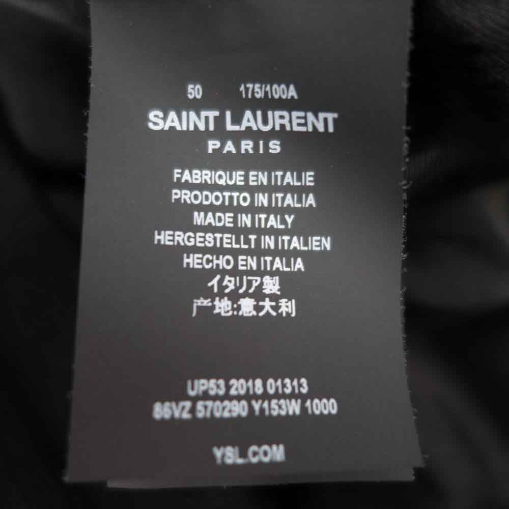 SAINT LAURENT サンローラン 570290 コットン リネン ギャバジン ボンバージャケット ブラック系 50【極上美品】【中古】