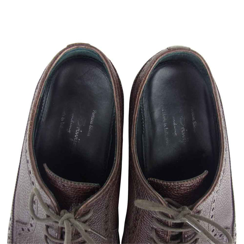 JALAN SRIWIJAYA ジャランスリウァヤ 98652 BLACK GRAIN Wingtip Shoes ウィングチップ グレインレザー シューズ ダークブラウン系 6.5【中古】