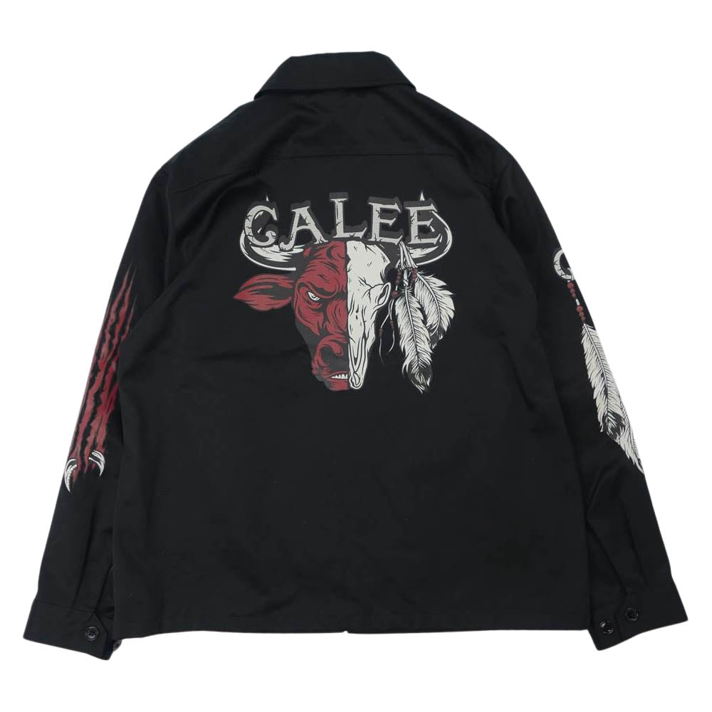 CALEE キャリー バックプリント ジャケット ブラック系 XL【中古】