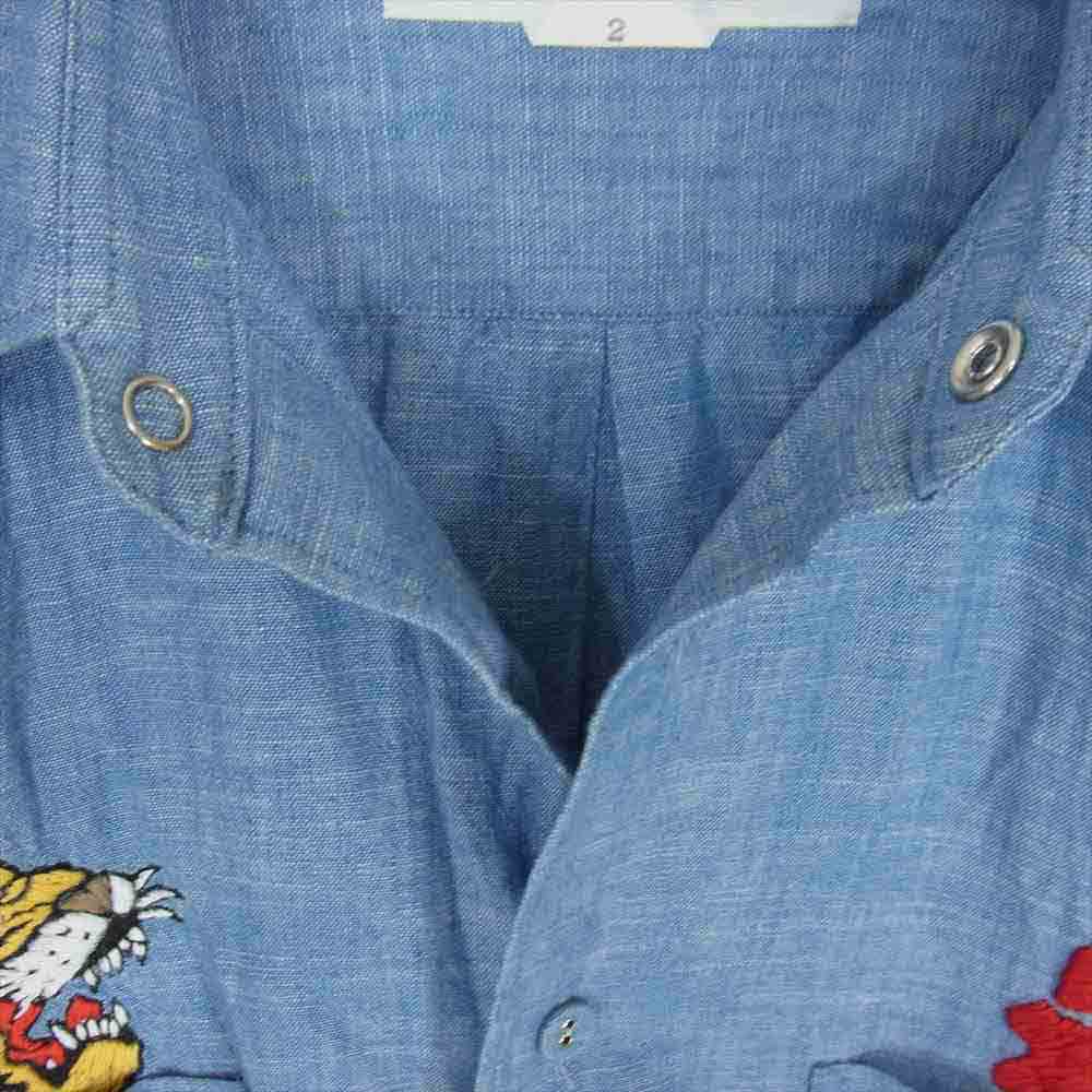 NADA. ナダ 虎刺繍 シャンブレー 長袖シャツ ライトブルー系 2【中古】
