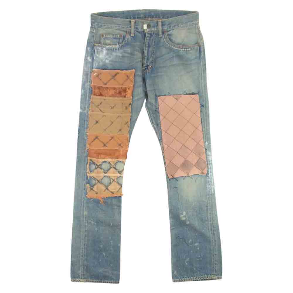 NADA. ナダ パッチワーク ダメージ リペア加工 デニム ライトブルー系 1【中古】
