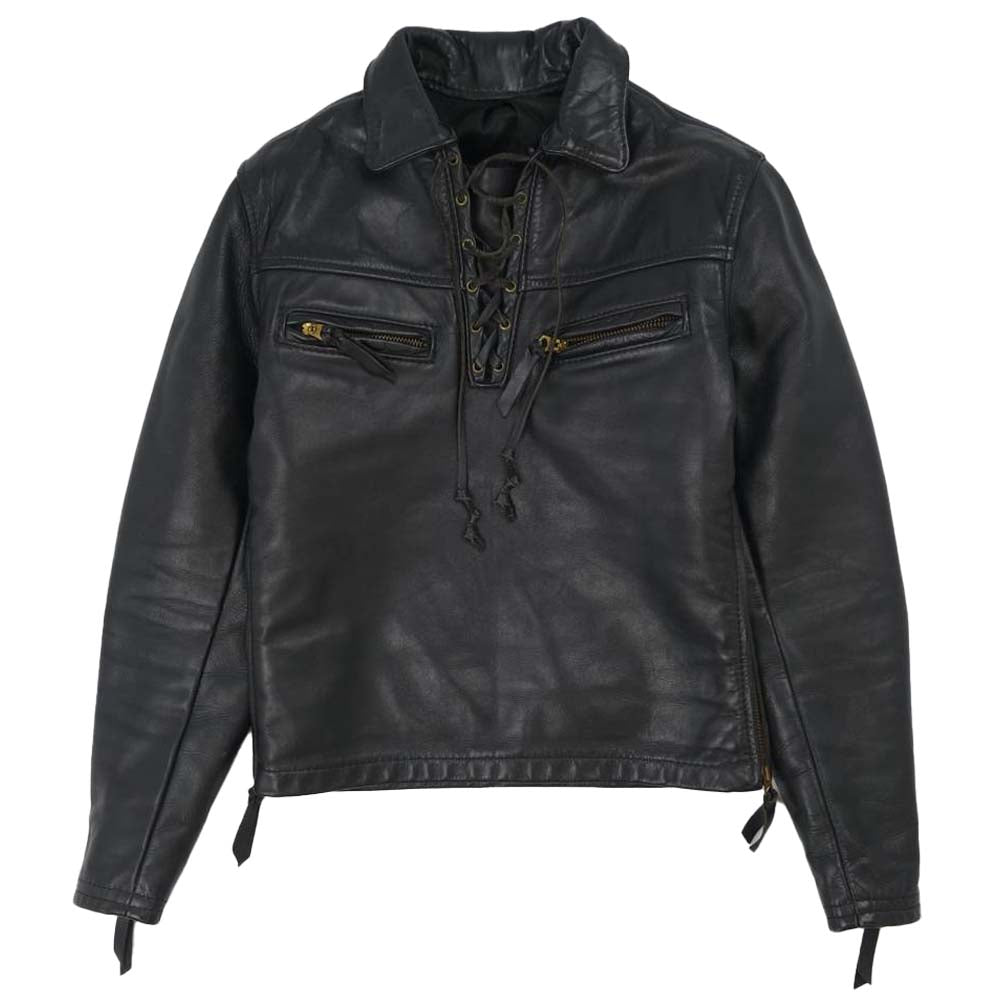 LANGLITZ LEATHERS ラングリッツレザーズ Zipper Pocket Timberline ジッパー ポケット ティンバーライン レザー プルオーバー ライダース ブラック系【中古】