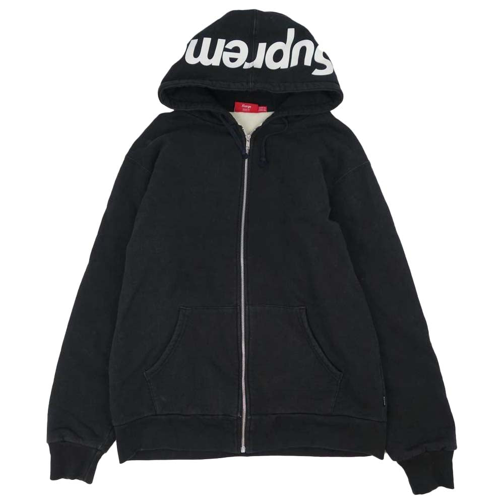 Supreme シュプリーム 11AW フードロゴ 裏地サーマル ジップ パーカー ブラック系 XL【中古】