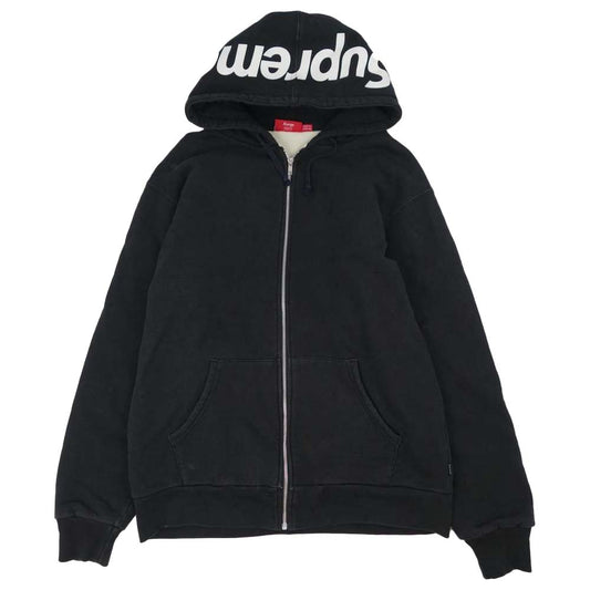 Supreme シュプリーム 11AW フードロゴ 裏地サーマル ジップ パーカー ブラック系 XL【中古】
