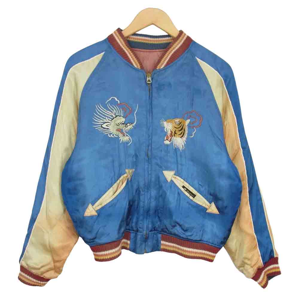 WAREHOUSE ウエアハウス 虎 龍 鷹 サテン × サテンキルト リバーシブル スカジャン スーベニア ライトブルー系 レッド系 36【中古】