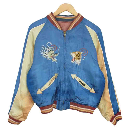WAREHOUSE ウエアハウス 虎 龍 鷹 サテン × サテンキルト リバーシブル スカジャン スーベニア ライトブルー系 レッド系 36【中古】