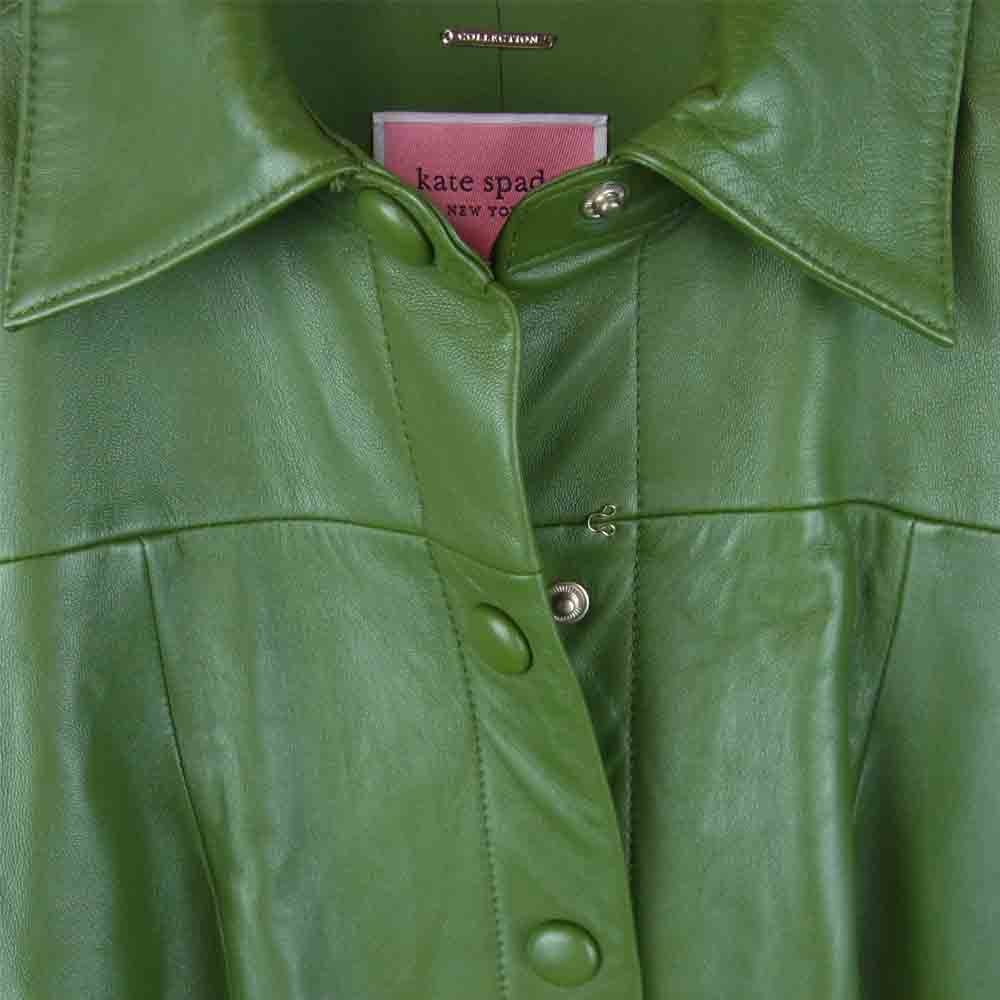 Kate Spade ケイトスペード 20SS NJMUB098 COLLECTION コレクションライン 国内正規品 シープレザー ベルテッド ワンピース グリーン系【中古】