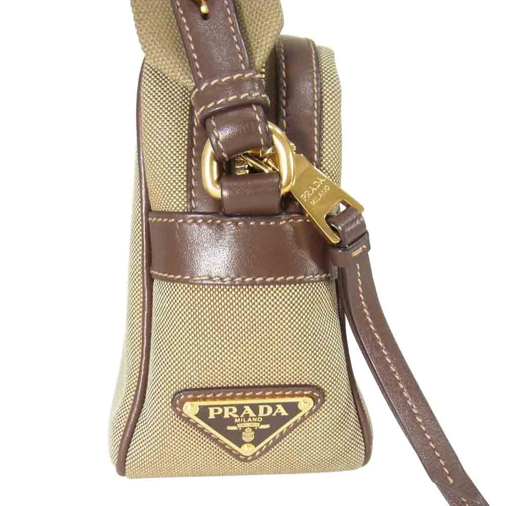 PRADA プラダ 1BH089 LOGO JACQUARD ロゴ ジャガード ショルダー バッグ ライトブラウン系【中古】