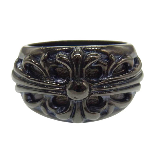 CHROME HEARTS クロムハーツ（原本無） ブラック ロジウム フローラルクロス リング ブラック系 18号【中古】