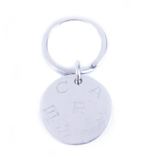 CARTIER カルティエ ロゴ チャーム キーリング キーホルダー ラウンドメダル シルバー系【中古】