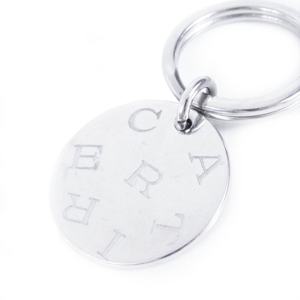 CARTIER カルティエ ロゴ チャーム キーリング キーホルダー ラウンドメダル シルバー系【中古】
