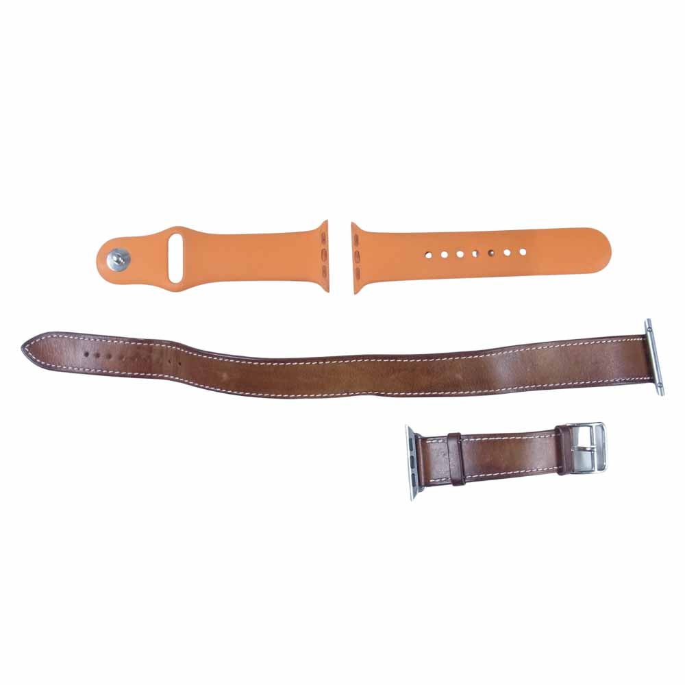 HERMES エルメス Apple watch アップルウォッチ シンプルトゥ レザー ベルト 38mm ブラウン系 オレンジ系【中古】