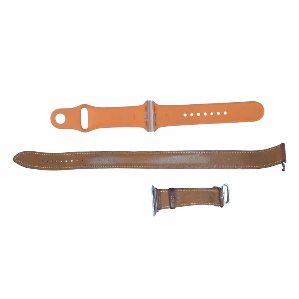 HERMES エルメス Apple watch アップルウォッチ シンプルトゥ レザー ベルト 38mm ブラウン系 オレンジ系【中古】