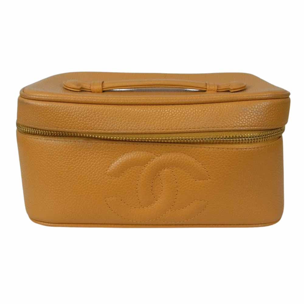 CHANEL シャネル CC ココマーク キャビアスキン バニティ バッグ ベージュ系【中古】