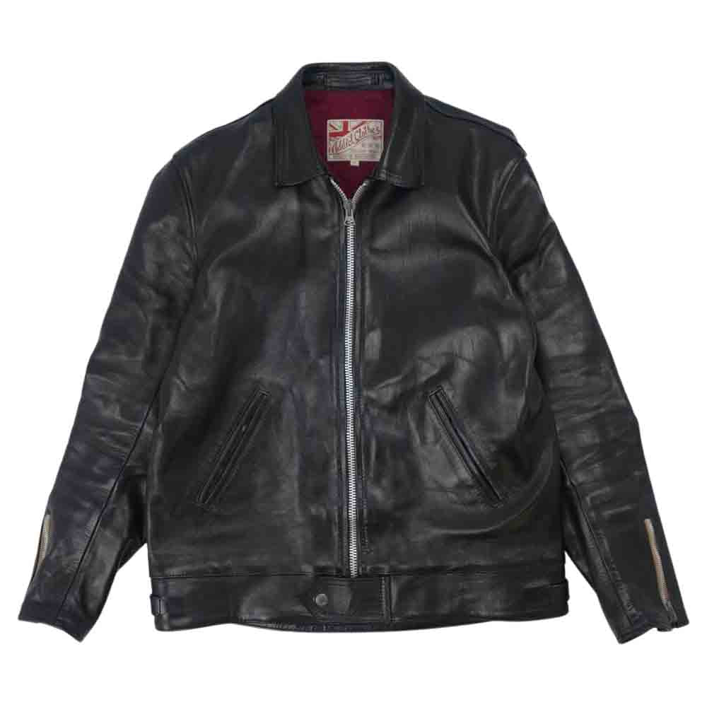 ADDICT CLOTHES アディクトクローズ AD-01 HORSEHIDE CENTER ZIP JACKET ホースハイド ライダース ブラック系 40【中古】