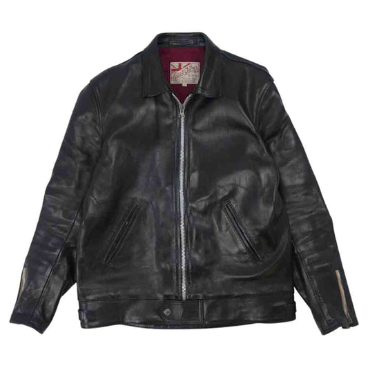 ADDICT CLOTHES アディクトクローズ AD-01 HORSEHIDE CENTER ZIP JACKET ホースハイド ライダース ブラック系 40【中古】