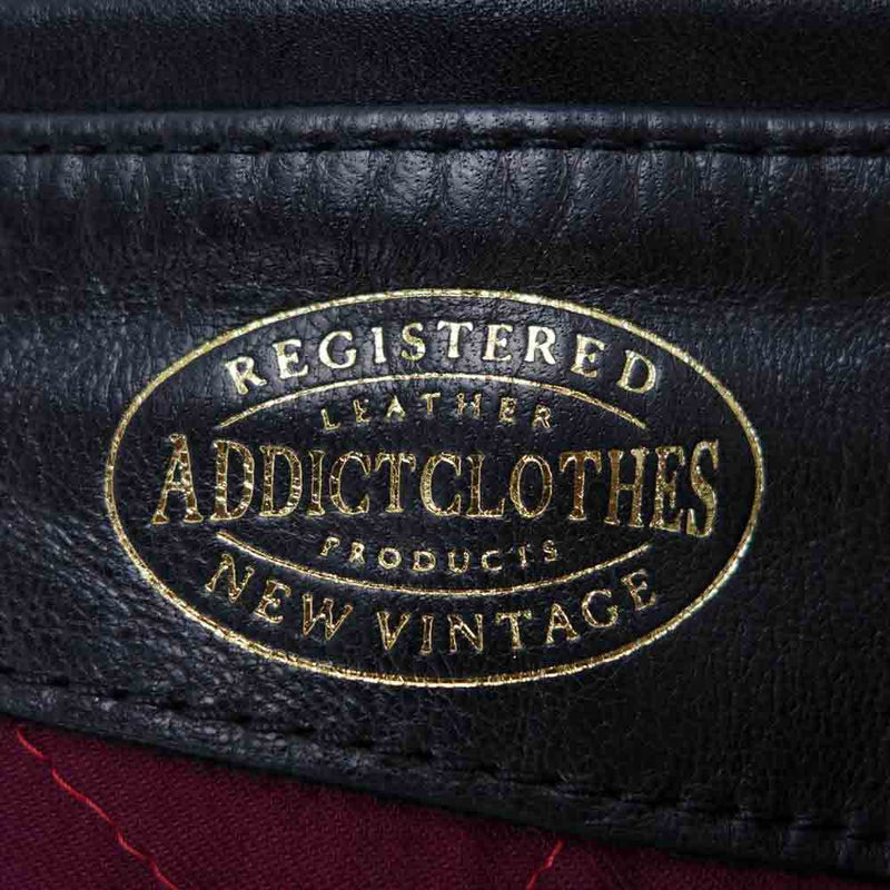 ADDICT CLOTHES アディクトクローズ AD-01 HORSEHIDE CENTER ZIP JACKET ホースハイド ライダース ブラック系 40【中古】