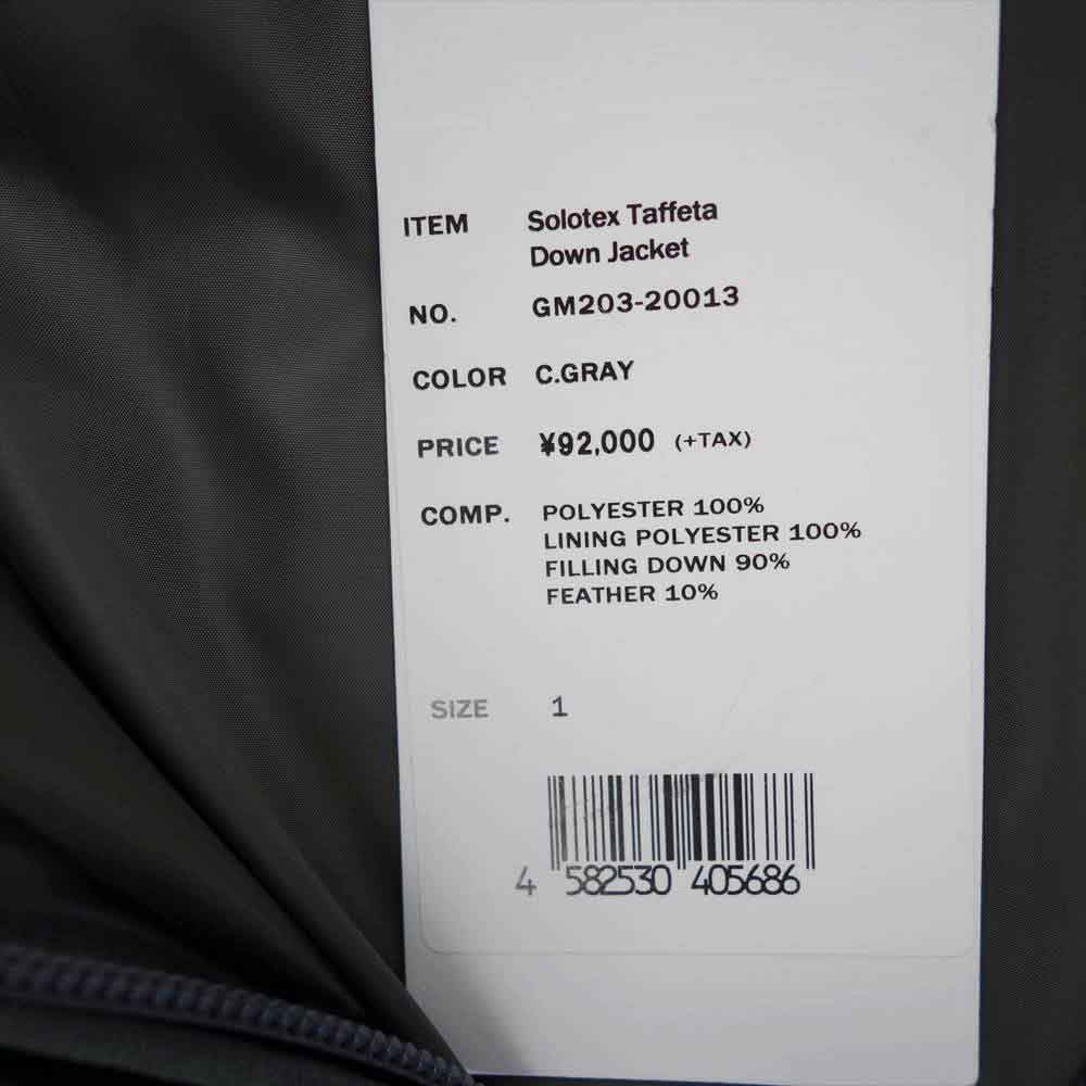 GRAPHPAPER グラフペーパー 20AW GM203-20013 ZANTER 別注 Solotex Taffeta Down Jacket ソロテックス タフタ ダウンジャケット 1【新古品】【未使用】【中古】