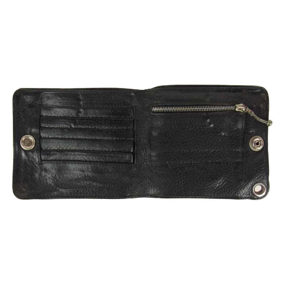 CHROME HEARTS クロムハーツ（原本無） 1SNAP 1スナップ クロスボタン レザー ウォレット ブラック系【中古】