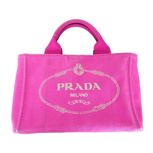 PRADA プラダ Canapa Canvas PM Hand Bag 194 カナパ ロゴ キャンバス バッグ ピンク系【中古】