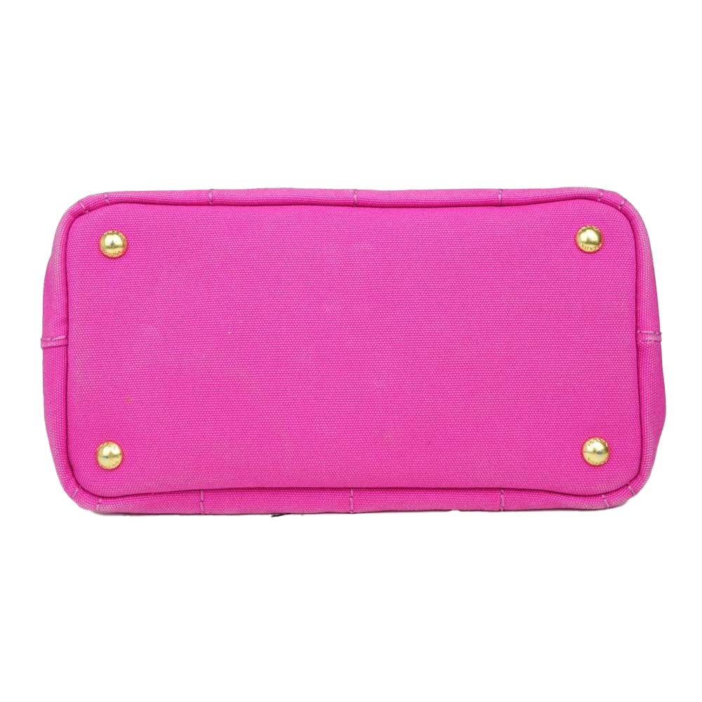 PRADA プラダ Canapa Canvas PM Hand Bag 194 カナパ ロゴ キャンバス バッグ ピンク系【中古】