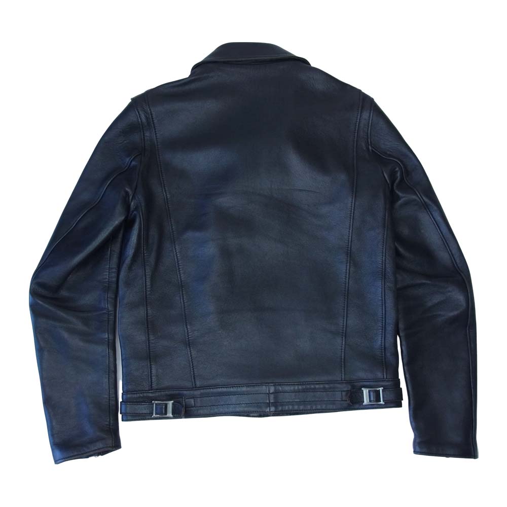 ADDICT CLOTHES アディクトクローズ AD-03 茶芯 ベジタン SHEEP SKIN BRITISH ASYMMETRY JACKET フルベジタブルタンニン ダブル ライダース ブラック系 38【中古】